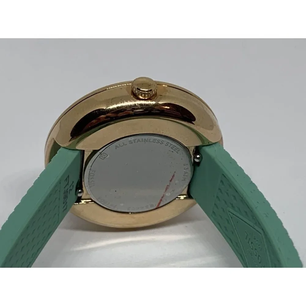 Fossil ES4403 Women's Green Silicone Analog Silver Dial Quartz Wrist Watch LW14